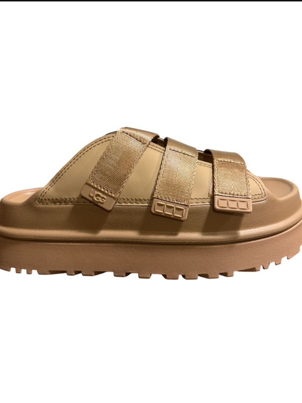 UGG Tan Platform Slide Sandals